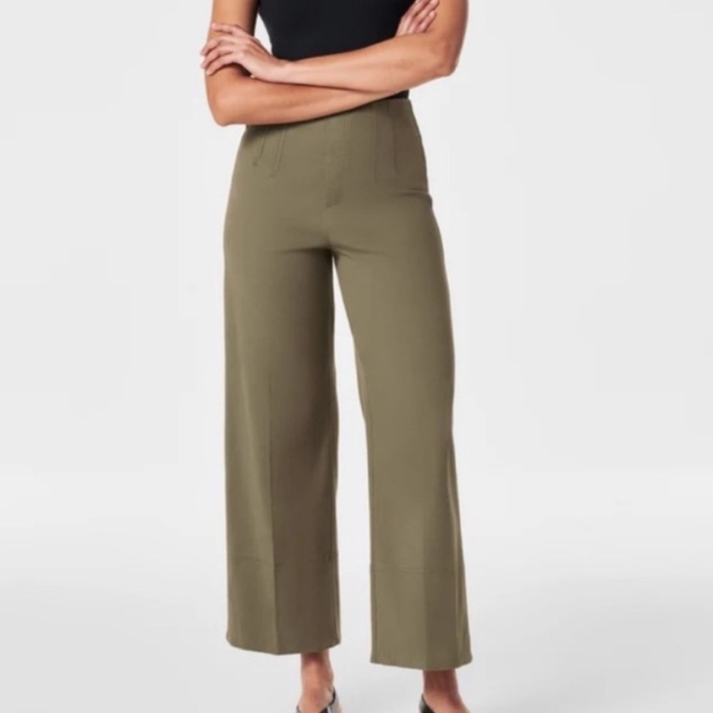 NWT Women's Spanx Stretch Twill Cropped Wide Leg Pants